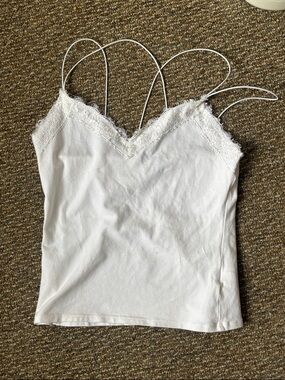 Express White Lace-Trim Spaghetti Strap Cami